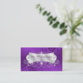 Elegant Paars Damask Swirl Visitekaartje (Staand voorkant)