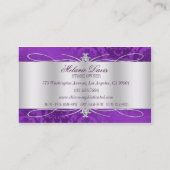 Elegant Paars Damask Swirl Visitekaartje (Achterkant)