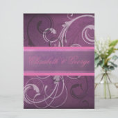 Elegant Paars Damask Swirls Grunge Effect Kaart (Staand voorkant)