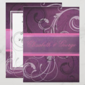 Elegant Paars Damask Swirls Grunge Effect Kaart (Voorkant / Achterkant)