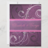 Elegant Paars Damask Swirls Grunge Effect Kaart (Voorkant)