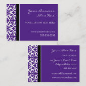 Elegant Paars Damask Visitekaartjes (Voorkant / Achterkant)