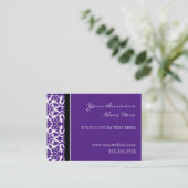 Elegant Paars Damask Visitekaartjes (Staand voorkant)