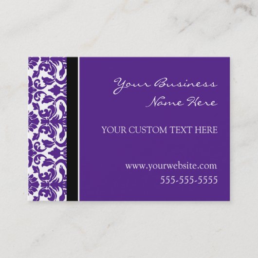 Elegant Paars Damask Visitekaartjes (Voorkant)