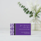 Elegant Paars Damask Visitekaartjes (Staand voorkant)
