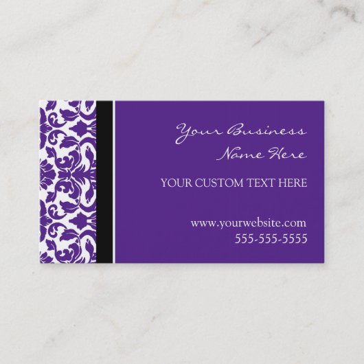 Elegant Paars Damask Visitekaartjes (Voorkant)