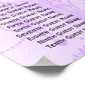 Elegant Paars Damask Wedding Reception Zitplaatsen Poster (Hoek)