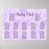 Elegant Paars Damask Wedding Reception Zitplaatsen Poster (Voorkant)
