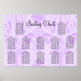 Elegant Paars Damask Wedding Reception Zitplaatsen Poster