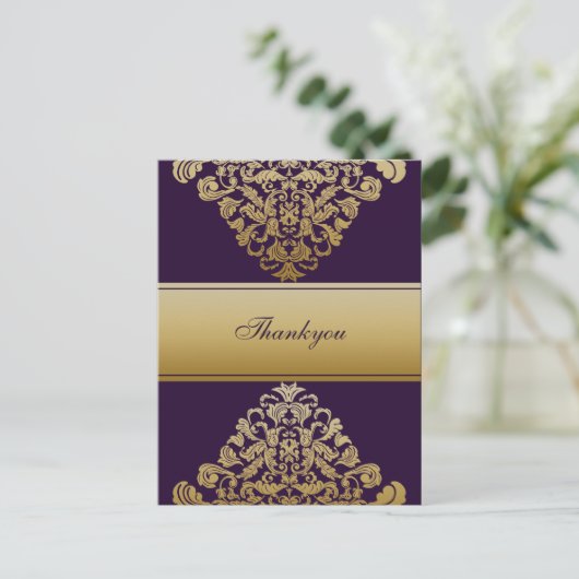 Elegant paars Dank je kaarten (Staand voorkant)