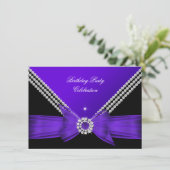 Elegant Paars Diamond Bow Birthday Party 2 Kaart (Staand voorkant)