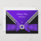 Elegant Paars Diamond Bow Birthday Party 2 Kaart (Voorkant)