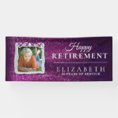 Elegant Paars Diamond Lijst Retirement Party Spandoek (Horizontaal)