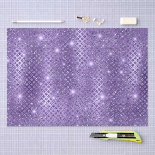 Elegant Paars Diamonds metallisch glitterpatroon Tissuepapier (Craft)