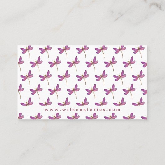 Elegant Paars Dragonfly Patroon Visitekaartje (Achterkant)
