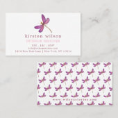 Elegant Paars Dragonfly Patroon Visitekaartje (Voorkant / Achterkant)