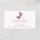 Elegant Paars Dragonfly Patroon Visitekaartje (Voorkant)