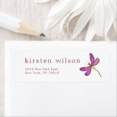 Elegant Paars Dragonfly Return Address Etiket (Insitu)