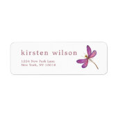 Elegant Paars Dragonfly Return Address Etiket (Voorkant)