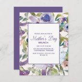 Elegant Paars Dusty Blue Floral Moederdag Kaart (Voorkant / Achterkant)