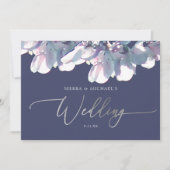 Elegant Paars Dusty Blue Silver Floral Wedding Kaart (Voorkant)