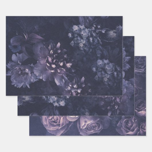 Elegant Paars Dutch Floral Inpakpapier Vel (Set)