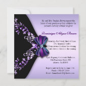 Elegant Paars en Black Invite met Diamond Bow Kaart (Achterkant)
