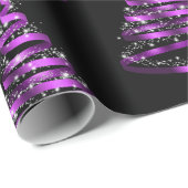 Elegant Paars en Black Ribbon-kerstmis Cadeaupapier (Rol Hoek)