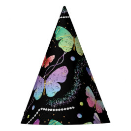 Elegant Paars en blauw, heldere vlinders Feesthoedjes