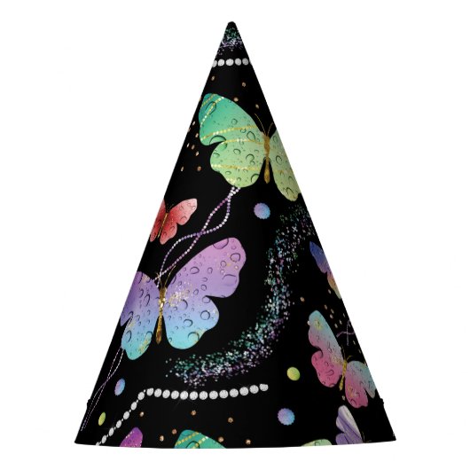 Elegant Paars en blauw, heldere vlinders Feesthoedjes (Voorkant)