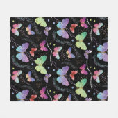 Elegant Paars en blauw, heldere vlinders Fleece Deken (Voorkant (Horizontaal))