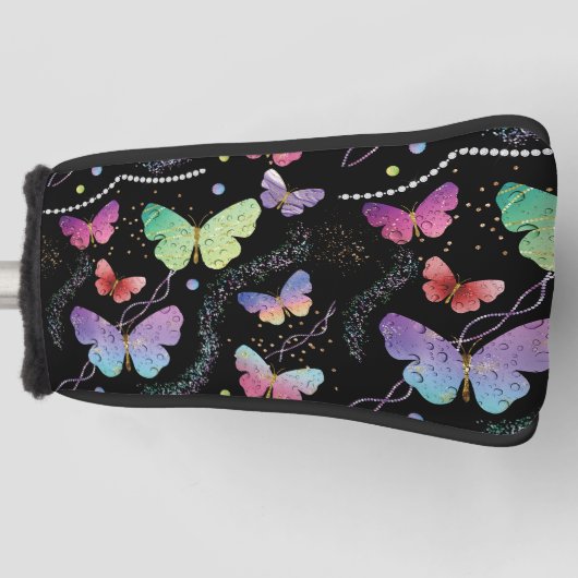 Elegant Paars en blauw, heldere vlinders Golfheadcover (Voorkant)