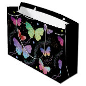 Elegant Paars en blauw, heldere vlinders Groot Cadeauzakje (Achterkant Gekanteld)