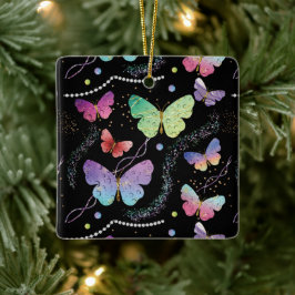 Elegant Paars en blauw, heldere vlinders Keramisch Ornament