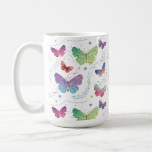 Elegant Paars en blauw, heldere vlinders Koffiemok