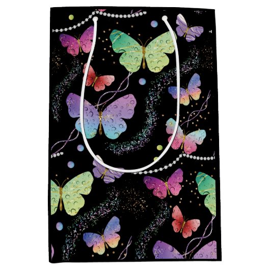 Elegant Paars en blauw, heldere vlinders Medium Cadeauzakje (Voorkant)