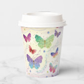 Elegant Paars en blauw, heldere vlinders Papieren Bekers (Achterkant)