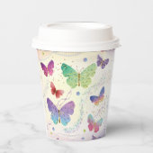 Elegant Paars en blauw, heldere vlinders Papieren Bekers (Voorkant)