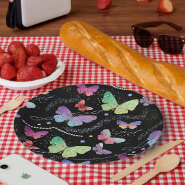 Elegant Paars en blauw, heldere vlinders Papieren Bordje