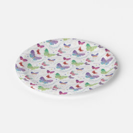 Elegant Paars en blauw, heldere vlinders Papieren Bordje