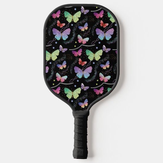 Elegant Paars en blauw, heldere vlinders Pickleball Paddle (Achterkant)