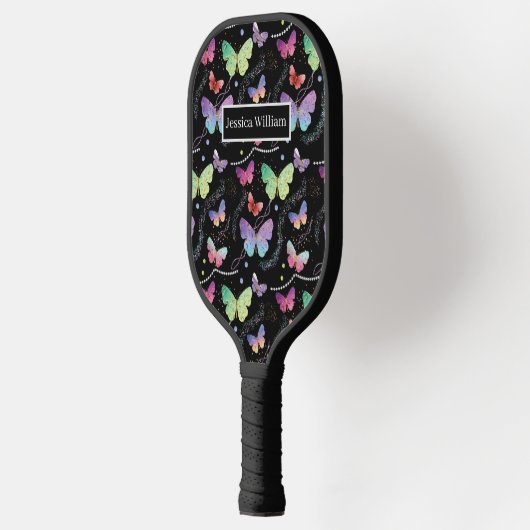 Elegant Paars en blauw, heldere vlinders Pickleball Paddle (Links)
