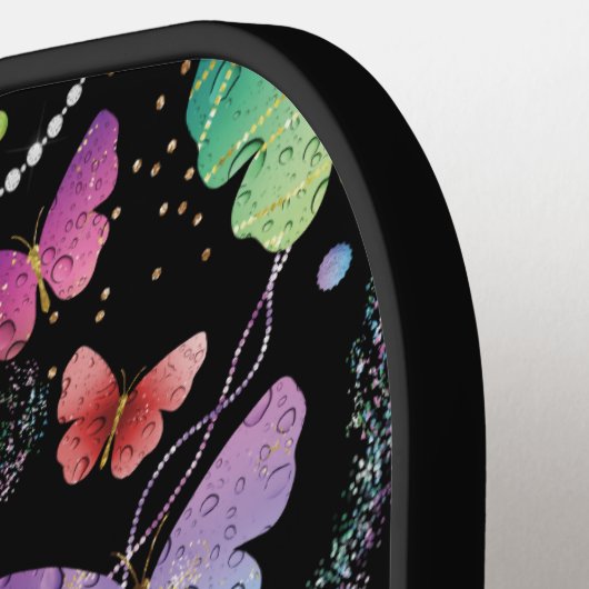 Elegant Paars en blauw, heldere vlinders Pickleball Paddle (Links Detail)