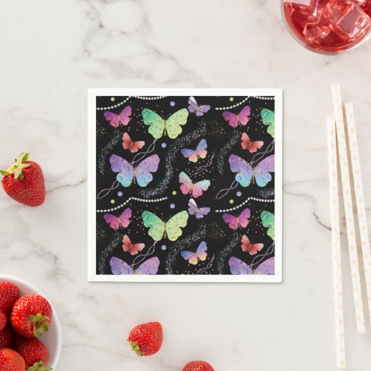 Elegant Paars en blauw, heldere vlinders Servet (Insitu)