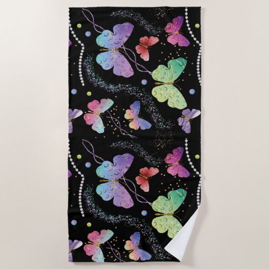 Elegant Paars en blauw, heldere vlinders Strandlaken (Voorkant)