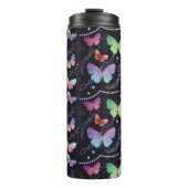 Elegant Paars en blauw, heldere vlinders Thermosbeker (Voorkant)