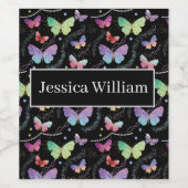 Elegant Paars en blauw, heldere vlinders Wijn Etiket (Enkel label)