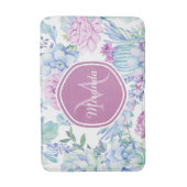 Elegant Paars en blauw Succulent Florence met naam Badmat (Voorkant Verticaal)