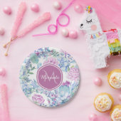 Elegant Paars en blauw Succulent Florence met naam Papieren Bordje (Feest)