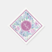 Elegant Paars en blauw Succulent Florence met naam Servetten (Hoek)